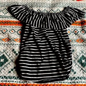 Oh! Mamma striped off shoulder ruffle maternity top size Large